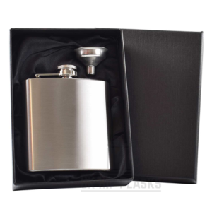 6oz Stainless Steel Hipflask with Funnel in Presentation Box