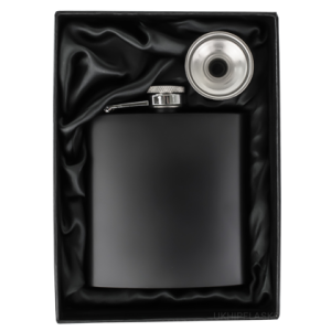 6oz Black Hipflask in Box