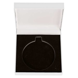 Classic White Leatherette Medal Box