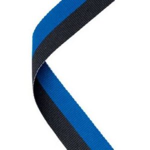 Standard 22mm Medal Ribbon –  Royal Blue and Black